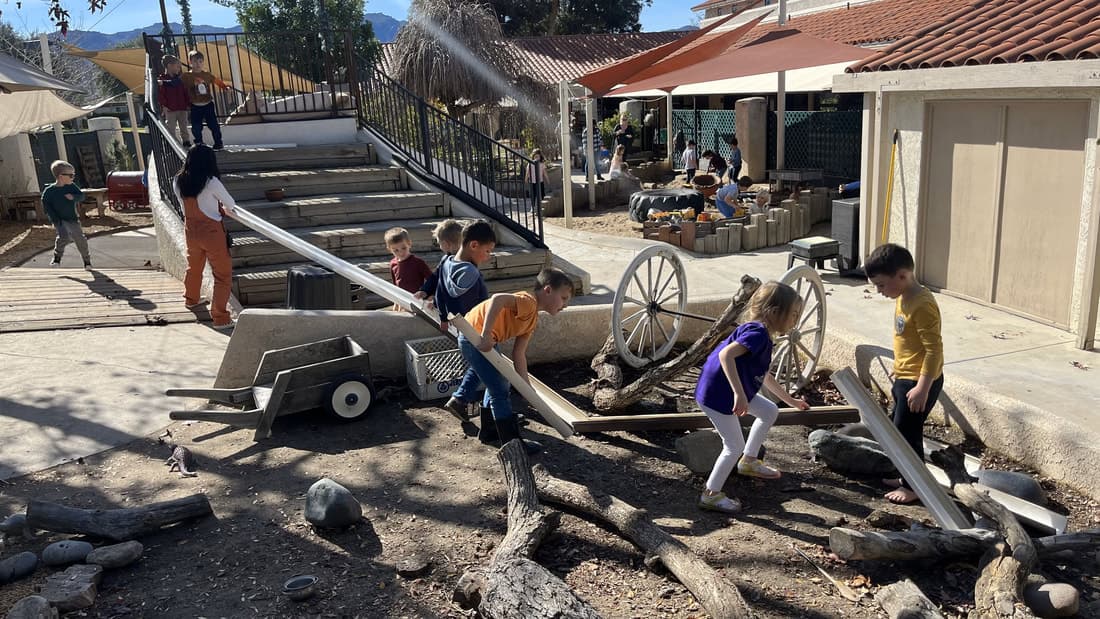 Children exploring the outdoor learning classroom at WPCP